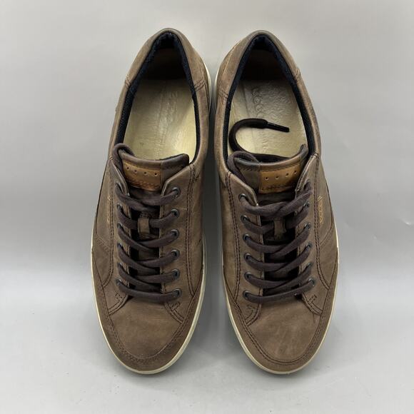 ECCO Mens Soft 7 Sneaker Whiskey Brown Casual Lace Up Cap  Ecco Soft 7 Casual Sneakers Men\'s Size 10 Brown Nubuck Leather Comfort Low Shoes